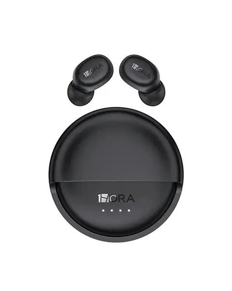 سماعات أذن Bluetooth لاسلكية داخل الأذن 1HORA AUT216 مع علبة شحن دوارة – أسود